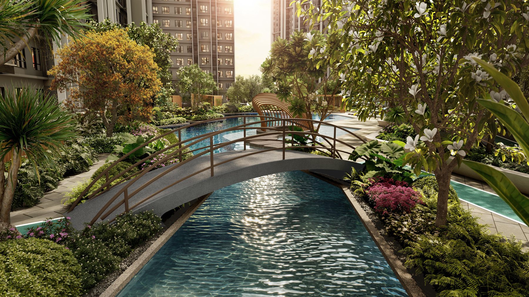 Garden Waterway at Causewayz Square — artist's impression